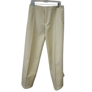 Bottega Veneta Middle Seam Pants Womens Size 40 US 4 Wool Cropped Beige Trousers